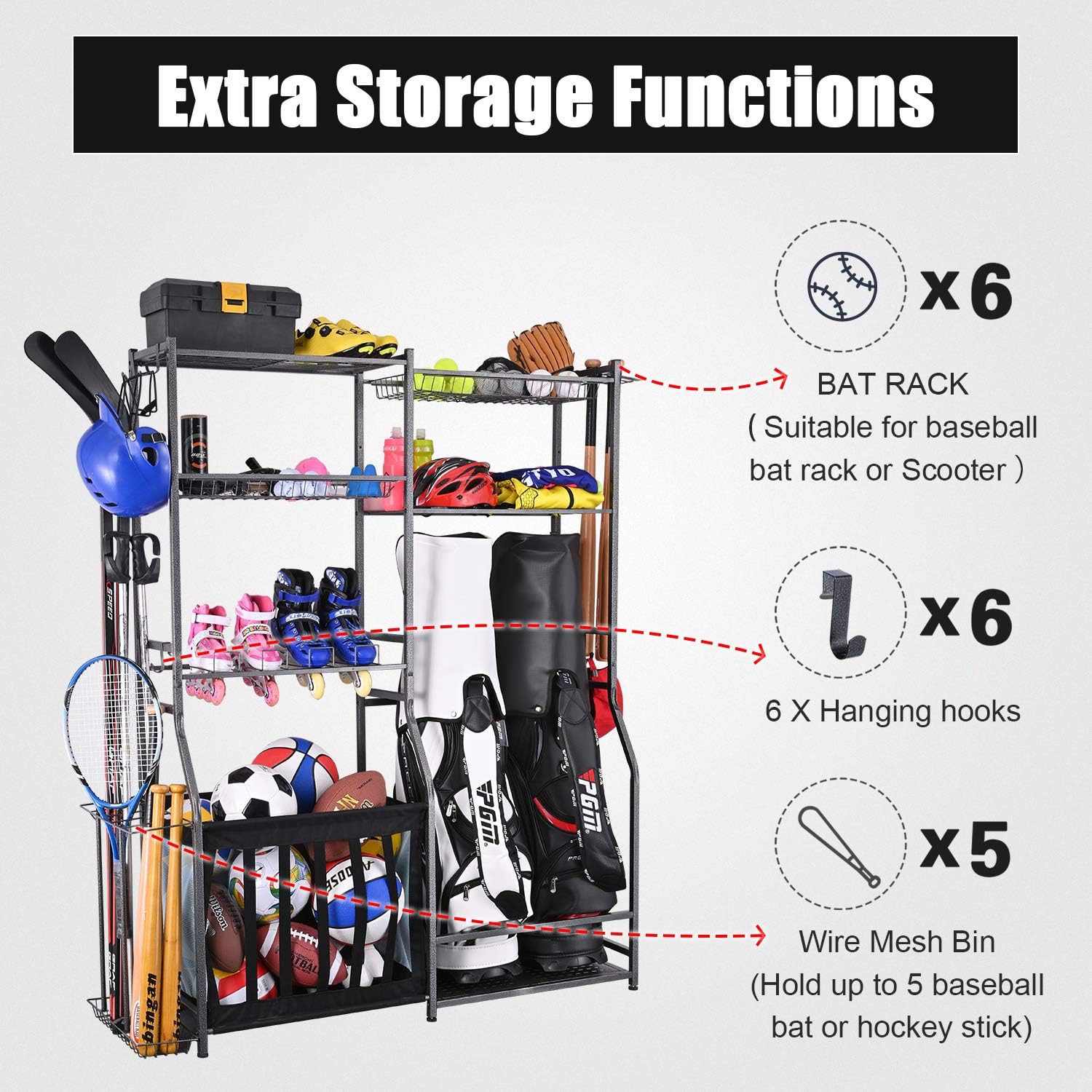Garage Sports Equipment Storag - огляд і ціна Golf Equipment Garage Organizer