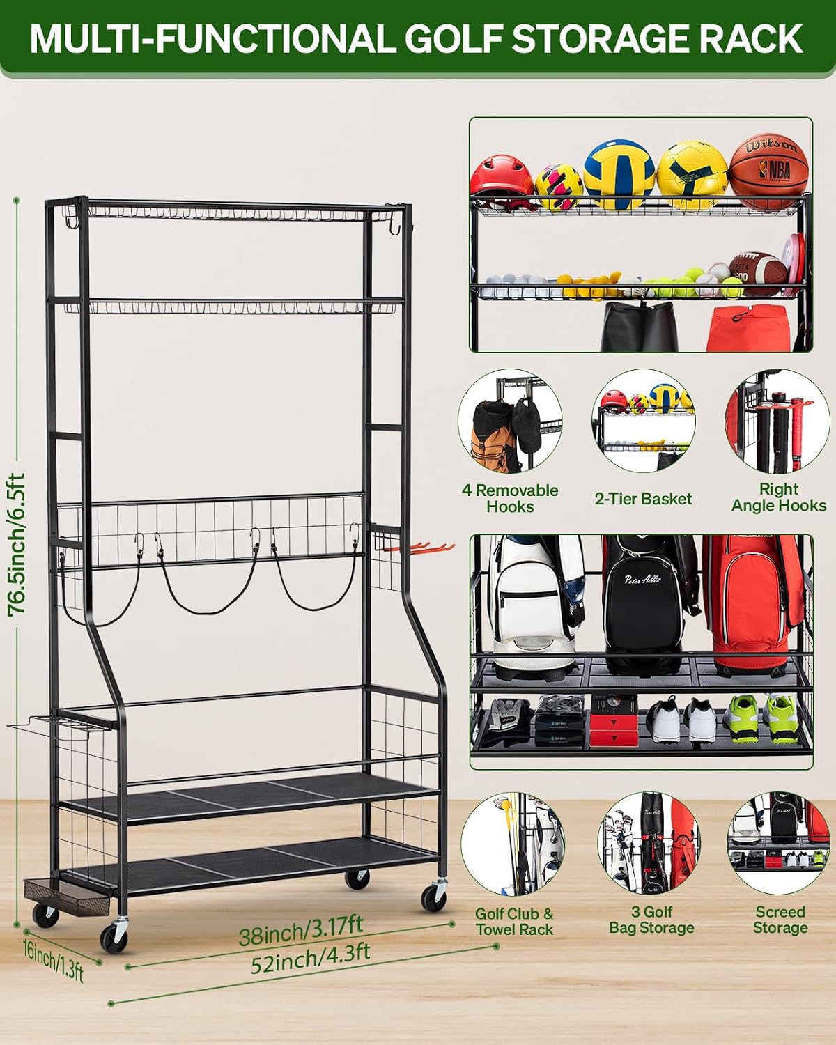 Golf Bag Storage Organizer Rac - огляд і ціна Golf Equipment Garage Organizer