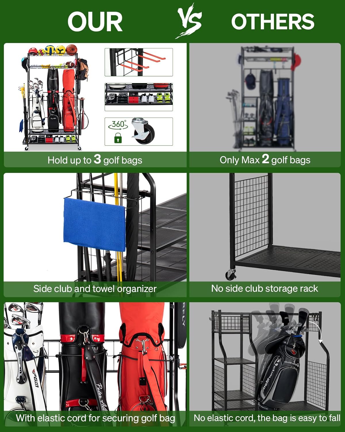 Golf Bag Storage Organizer Rac - огляд і ціна Golf Equipment Garage Organizer