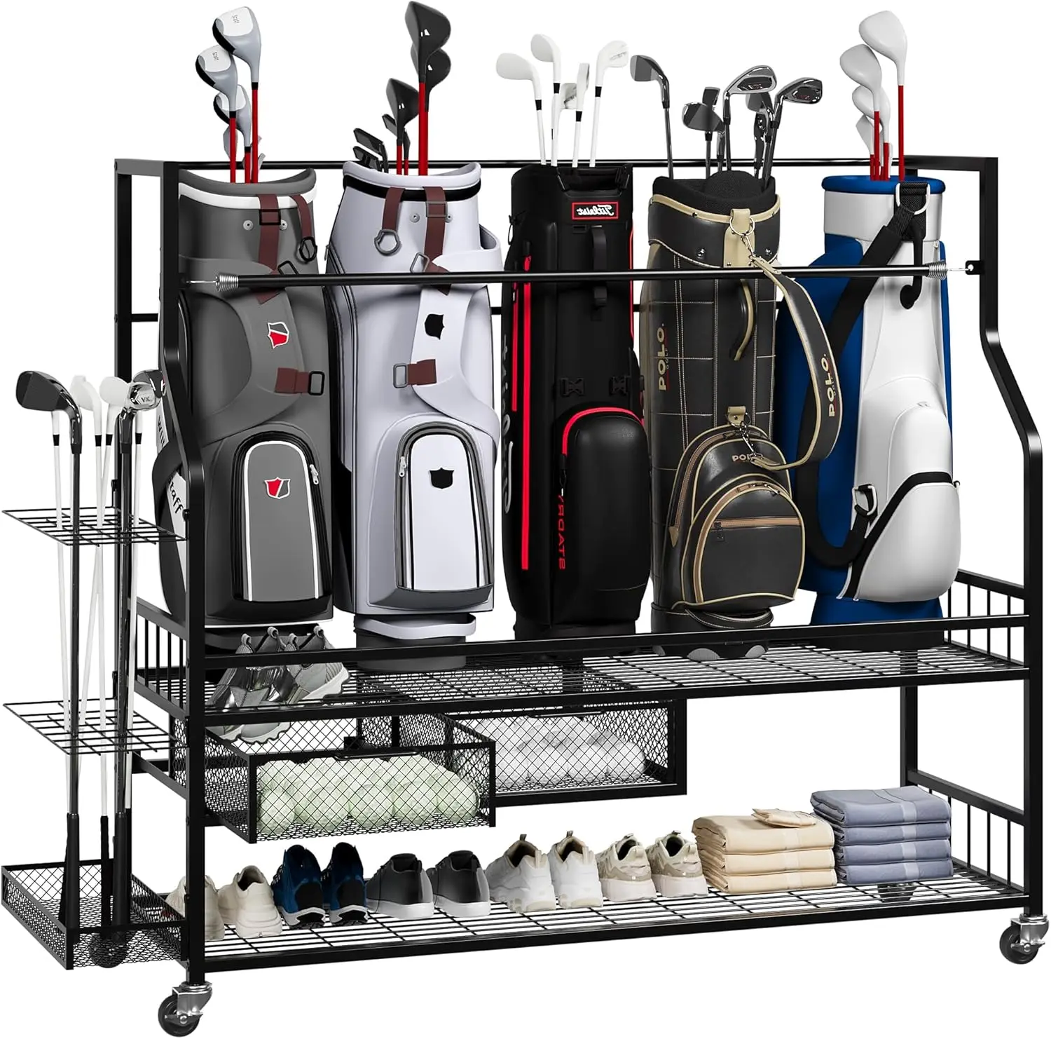 Multifunctional Rolling Golf B - огляд і ціна Golf Equipment Garage Organizer